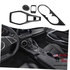 Carbon Fiber Center Console Gear Shift Panel Trim Cover Cup Holder Frame
