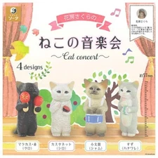Hanafusa Sakura Cat Concert Figure / Full Set of 4 Gacha Capsule Toy Japan