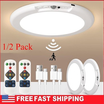 Rechargeable Motion Sensor Ceiling Light w/Remote Wireless Ceiling Light 3 Color
