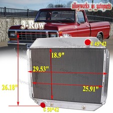 3 Row Aluminum Radiator For 1966-1979 72 75 Ford F100 F150 F250 F350 6.6l V8 Gas
