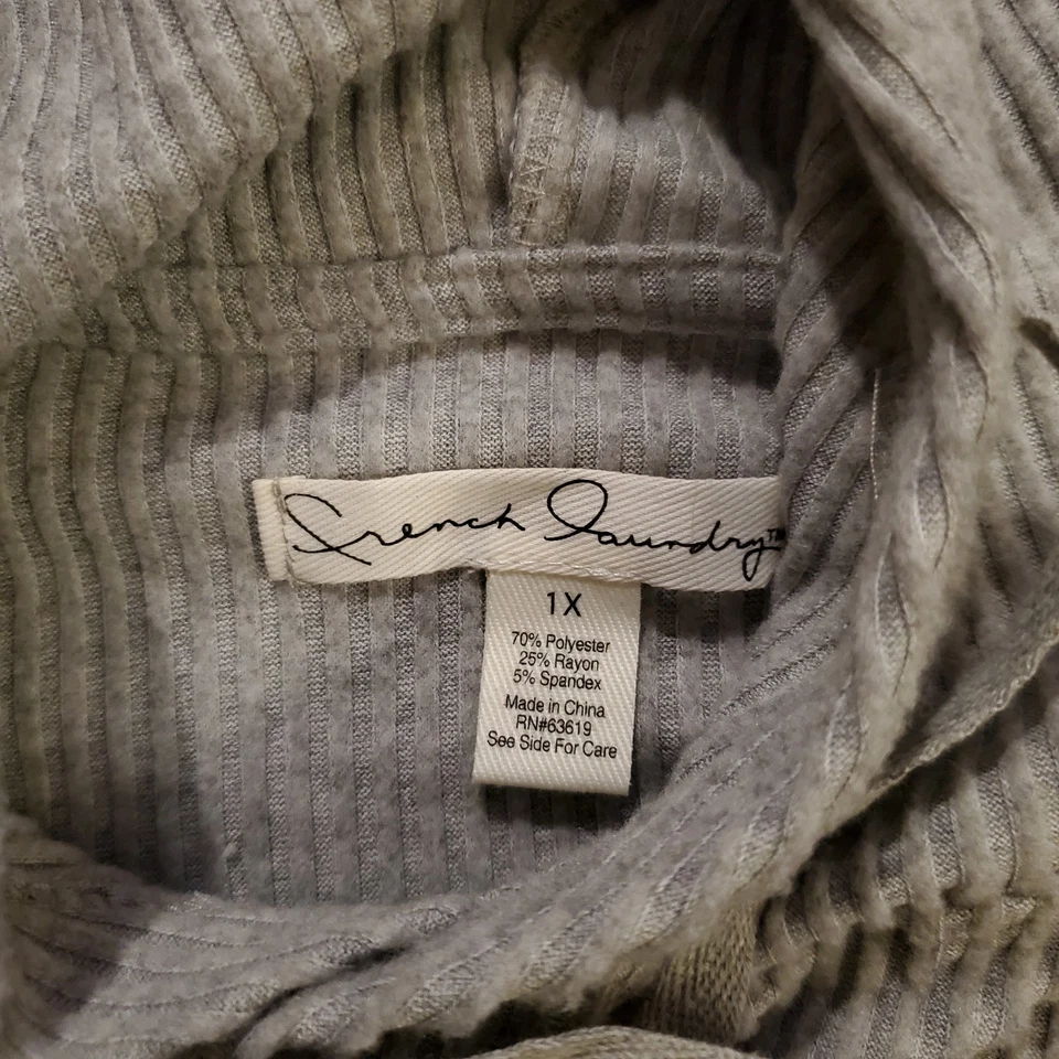 Suéter con capucha de terciopelo gris lavandería francesa con capucha con cordón para mujer 1XL NUEVO Foto 4 de 4