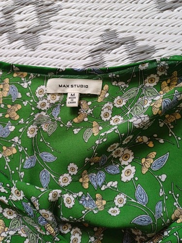 Pretty Green Floral Shirred Waist Summer Midi Dress 👗S M 8 10 12 max studio - Picture 8 of 12