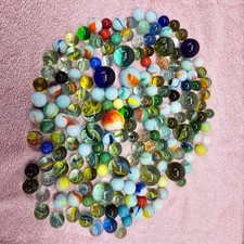 3.5 lbs Vintage Marbles in Ball Mason Jar "Cat's Eyes" etc...