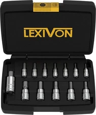 LEXIVON HEX Bit Socket Set, Premium S2 Alloy Steel | METRIC 13pc, Black 