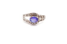 Sterling Silver 925 Tanzanite White Topaz Ring Size 7.75