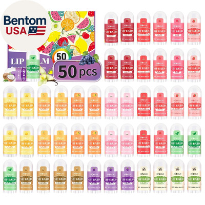 Mini Lip Balm 50 Pack, Natural Lip Balms with Vitamin E and Coconut Oil. Moistur