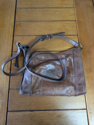 Frye Melissa Zip Satchel Crossbody Purse Leather, Brown, Lined