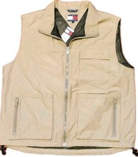 TOMMY HILFIGER Vest Men's L Utility Outdoor Hunting Pocket Nylon Y2K Fishing New