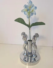 Vintage Chrome Faberware Art Deco Weeping Women Nude Vase Base 