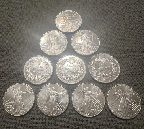Lot Of 10 Silver 1 Oz Saint Gaudens Rounds - Highland Mint