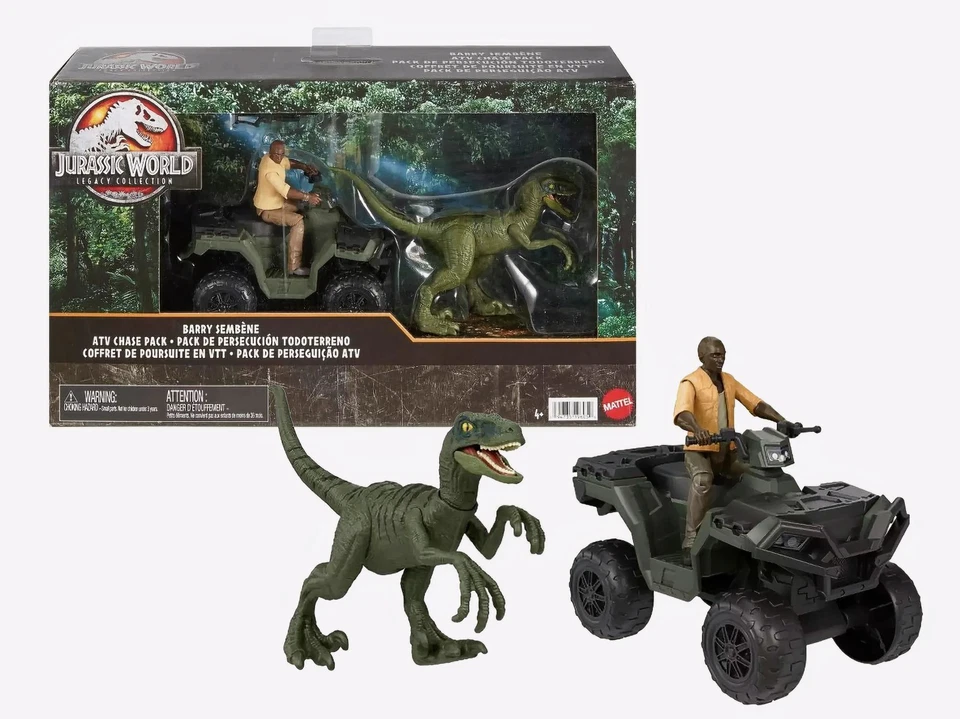 Jurassic World Mattel HTP62 Barry Sembène & Velociraptor Dinosaurier Set