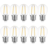 10 X Merkur Led Filament Tropfen 2W ~ 25W E27 Klar 220Lm Kugel Warmweiß 2700K