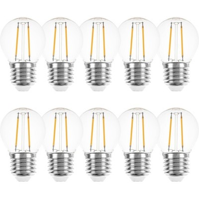 10 x Merkur LED Filament Tropfen 2W ~ 25W E27 klar 220lm Kugel warmweiß 2700K