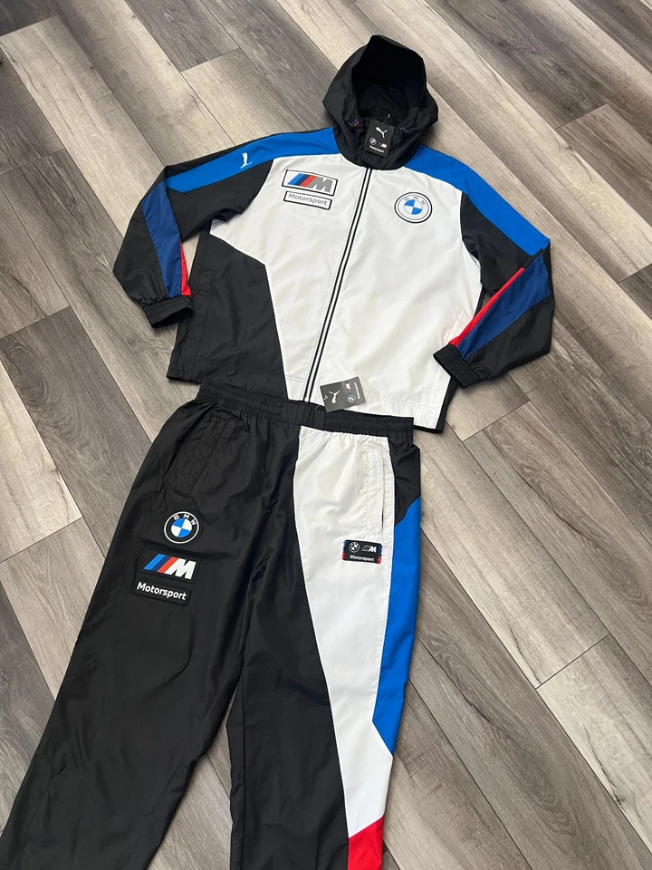 Puma BMW Motorsports Men's 2 Piece Tracksuit Black and White Windbreaker Size M - Image 4 of 4