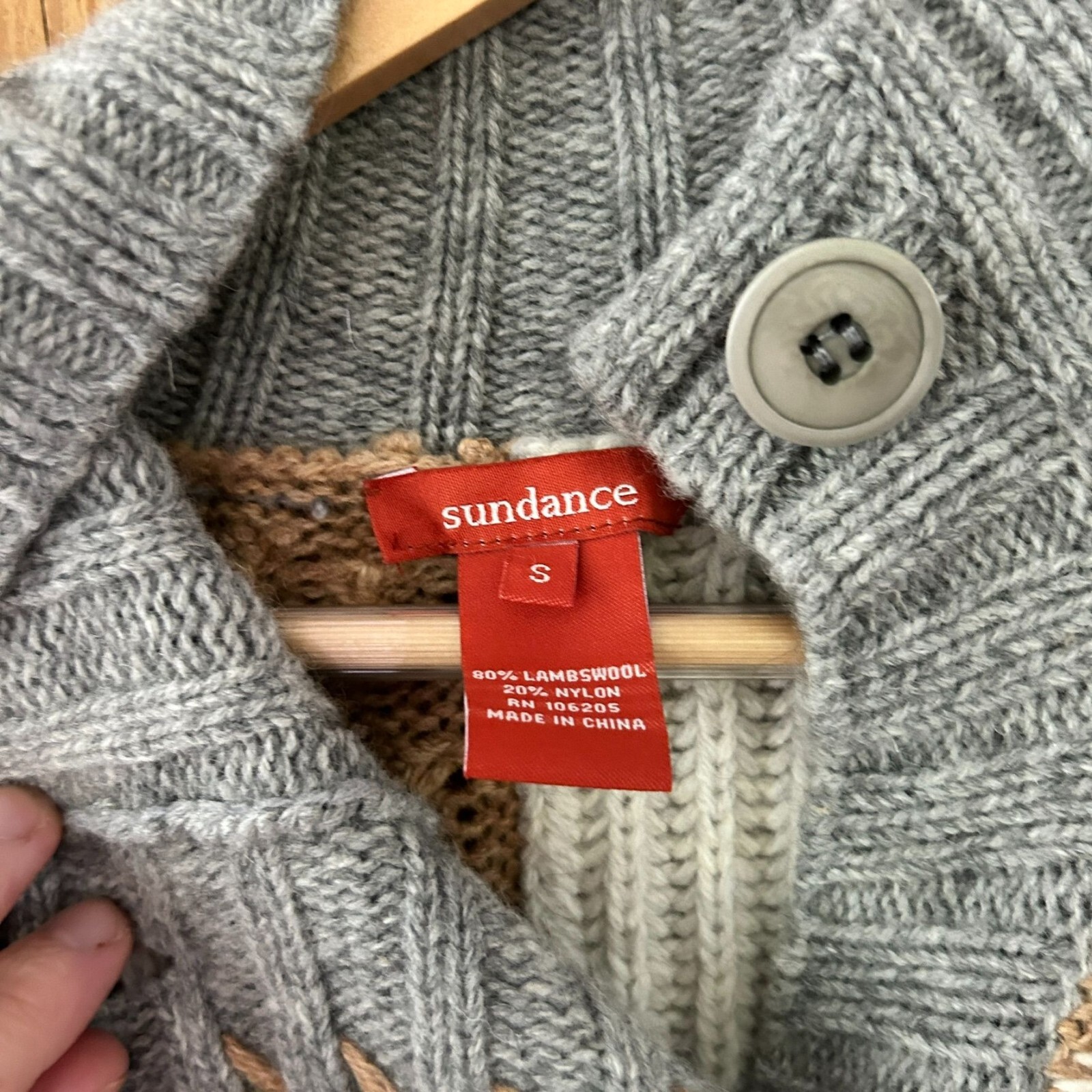 Sundance Patchwork Knit Duster Sweater Neutral Gr… - image 5