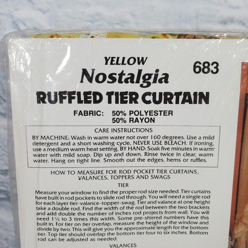 Vintage 683 Nostalgia Ruffled Tier Curtain Yellow 60x36 in. NOS New - Picture 4 of 4