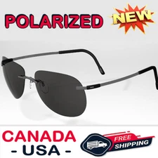 HOT SILHOUETTE 8646 6150 SUN TOUCH SILVER FRAME GREY POLARIZED LENSES SUNGLASSES