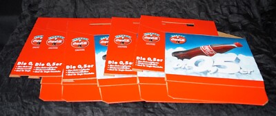 5 Coca-Cola carton six-pack carriers 0,5L glass bottles Germany 1994 Unused NOS!