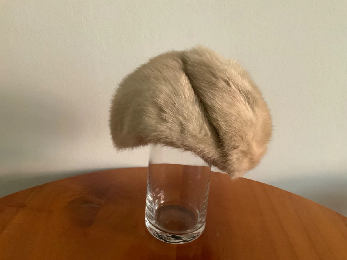 Vintage weiche Pelz Kappe Mütze Hut beige / hellbraun " Edel-Pelz"