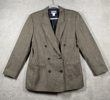 VTG Womens Pendleton Blazer Jacket Sz 12 Tan Houndstooth USA Career Professional