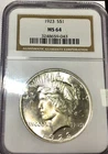 1923 Peace Silver Dollar NGC graded MS64 mostly blast white very nice