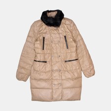 Edina Ronay Puffer Coat / Size 14 / Long / Womens / Beige / Polyester