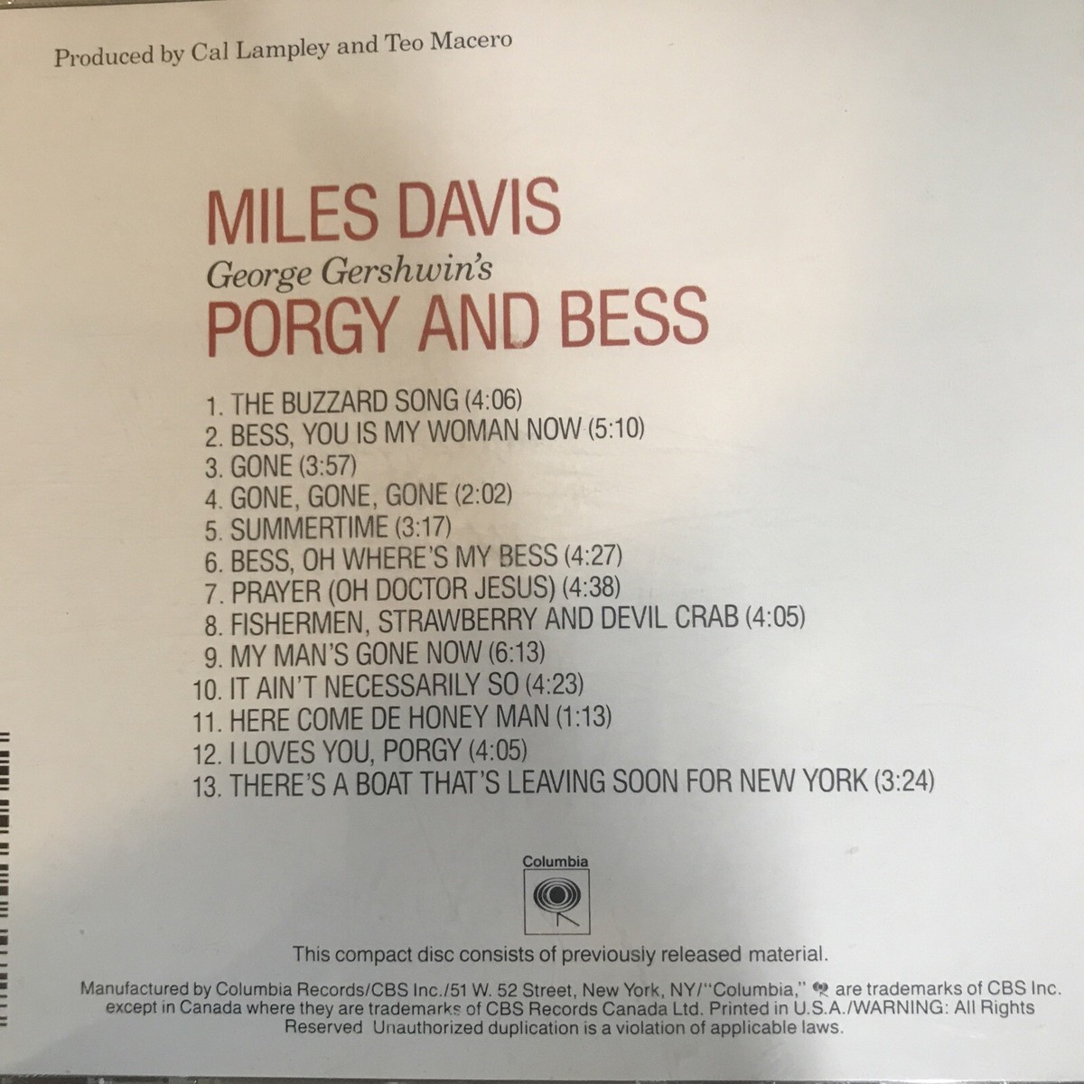 MILES DAVIS マイルス・デイビス/PORGY AND BESS 見本盤 MILES DAVIS マイルス・デイビス/PORGY AND BESS 見本盤 - メルカリ