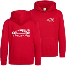 Personalised Racing Car Hoodie Boys Christmas Kids vehicle auto motor races