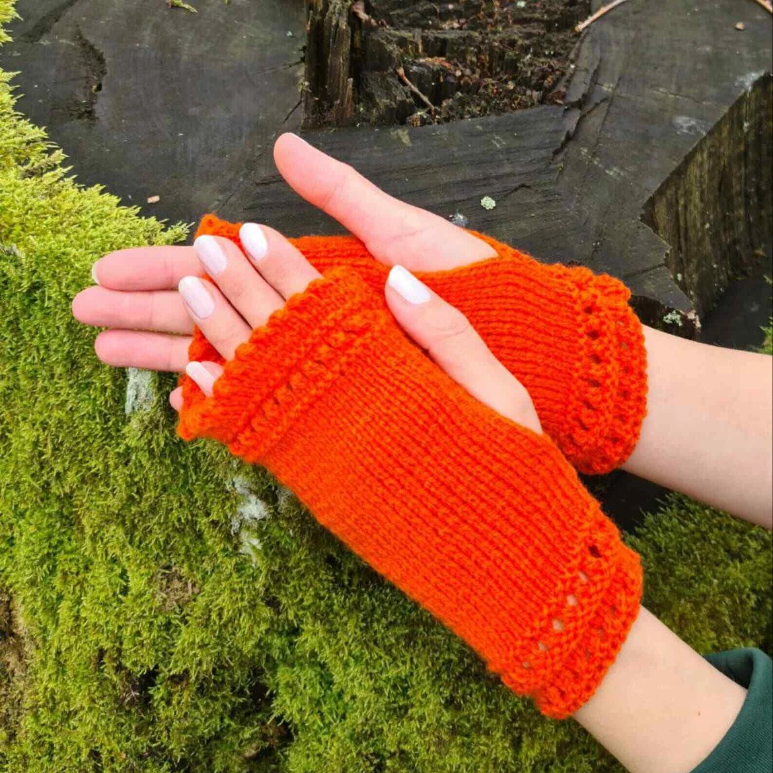 Orange Stretchy Fingerless Gloves