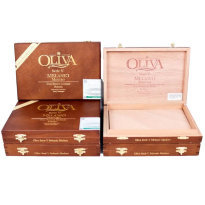 Lot of 5 Oliva Robusto Serie V Melanio Maduro Wood Cigar Box 9'' x 6'' x 1.25''