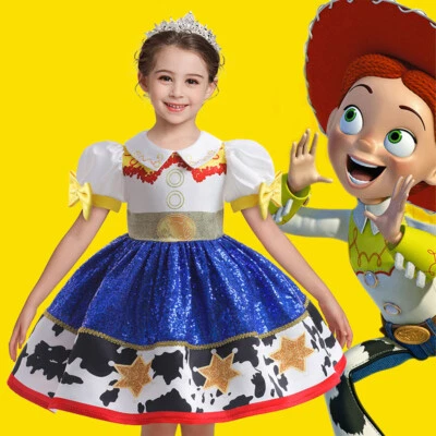 Kids Girls Toy Story Jessie Costume Sequin Tutu Skirt Birthday Party Fancy Dress