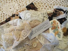 Slow Stitch Junk Journal Cover Kit, Fabric, Thread, Vintage Buttons Ephemera