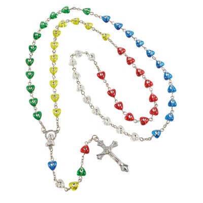 World Peace Mission Rosary - 8mm Heart-Shaped Embellished Acrylic