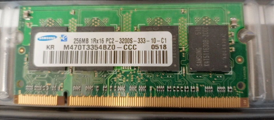 SAMSUNG M470T3354BZ0-CCC 256MB PC2-3200S DDR2 333MHZ 200PIN LAPTOP SODIMM MEMORY - Image 1 of 1