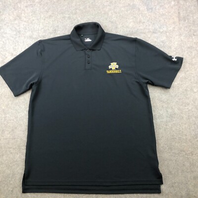 Vanderbilt Commodores Polo Shirt Men Large Black Logo Embroidered Under Armour *