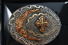 Crumrine Western Belt Buckle Cross Oval C10132