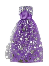 Chic Barbie Doll #35410 Gown Musical Theme Notes Purple Hook & Loop Closure