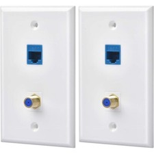 2 Packs Ethernet Coax Wall Plate Outlet with ...
