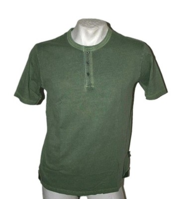 MARCELLO MARABOTTI Rundhals Knopfleiste Henley T-Shirt khaki grün Gr. M/50