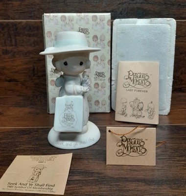 Precious Moments E-0005 Seek & Ye Shall Find 1984 Figurine w/ Box
