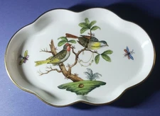 Rothschild Bird Gold Trim Scalloped Trinket, Soap, Ash Tray, Dish 7705/RO Rare!