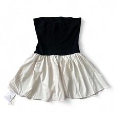 NWT commense Black And White Strapless Dress In Medium