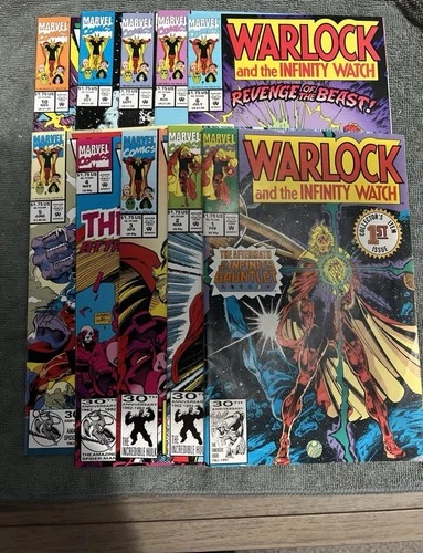 Lot of 13 Comics + Vintage Chess Books (X-men Vampirella Aster Warlock Thanos)