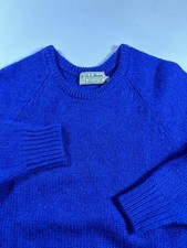 Vintage L.L. Bean Sweater Women Small Blue Knit Crewneck Shetland Pure Wool Nice