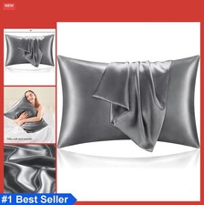 Satin Pillowcase with Zipper Queen Size 20x30 Inches Set of 2 Cooling Hair Skin