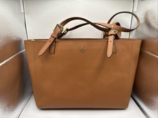 Tory Burch York Medium Brown Shoulder Bag Buckle Gold Leather Triple Compartment