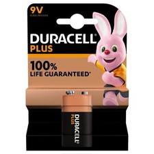 Duracell Plus 9V 9 Volt Battery 6LR61 PP3 MN1604 LR22 Alkaline Smoke Alarm Block