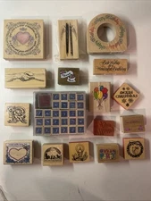 17 Rubber Stamps Mixed Brand Including Alphabet Set Christmas Birthday And More