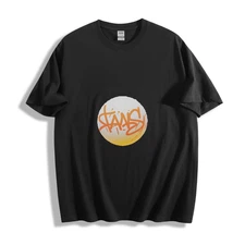 Gradient Yellow-White Circle "STANS" Graffiti T-Shirt