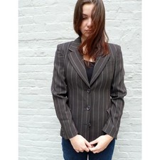 Gianfranco Ferr Pinstriped Jacket 90s Wool Blazer Single Breasted Nipped